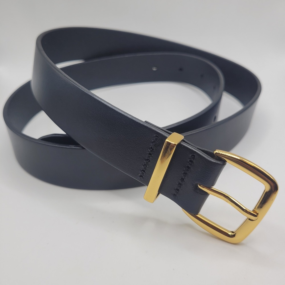 Madewell Essential Belt Med Black Leather Gold Buckle NN405 Classic Minimalist